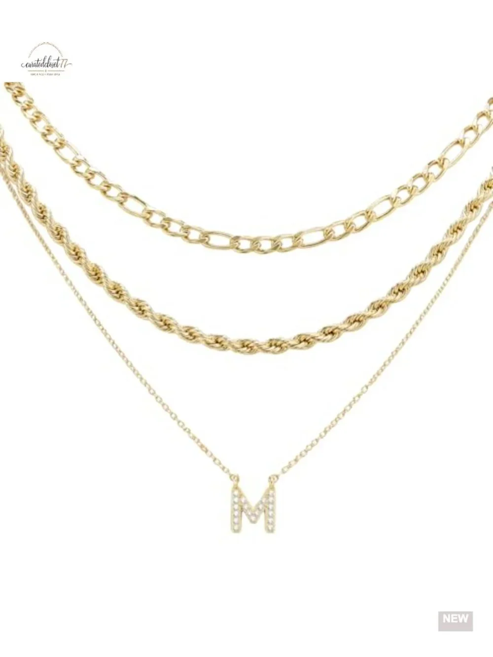 Layered Gold Necklace Set Chunky Stackable Cuban Chain Choker Cubic Zirconia